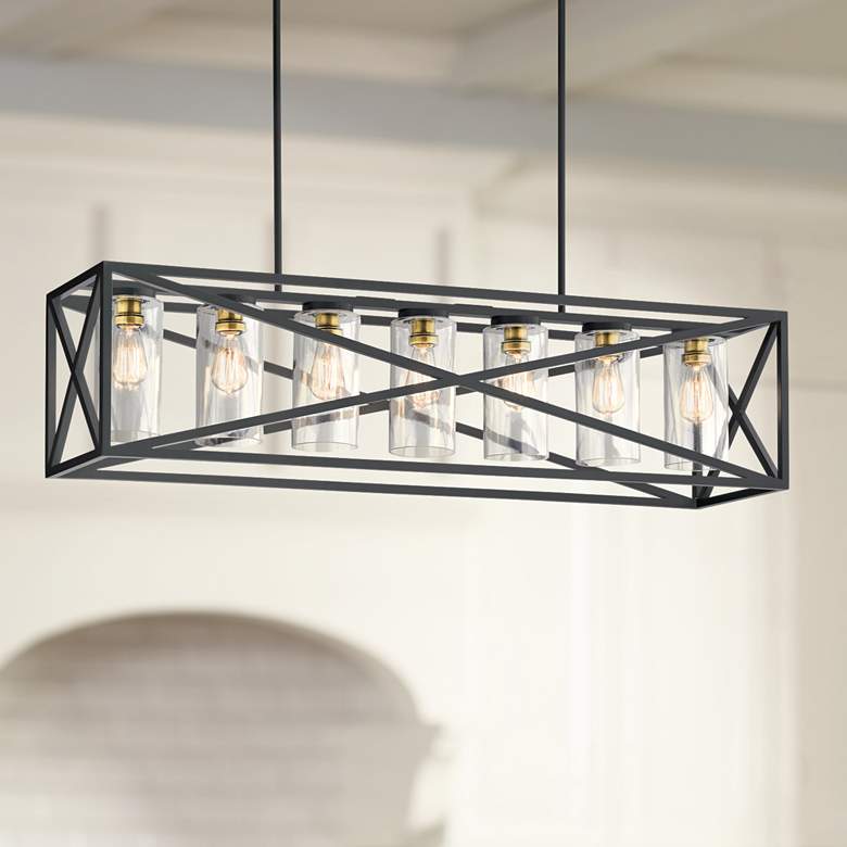 Image 1 Kichler Moorgate 48" Black Rectangular Kitchen Island Light Pendant