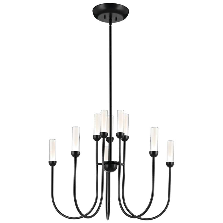 Image 1 Kichler Moraine 30 Inch LED 10 Light 2-Tier Chandelier in Black