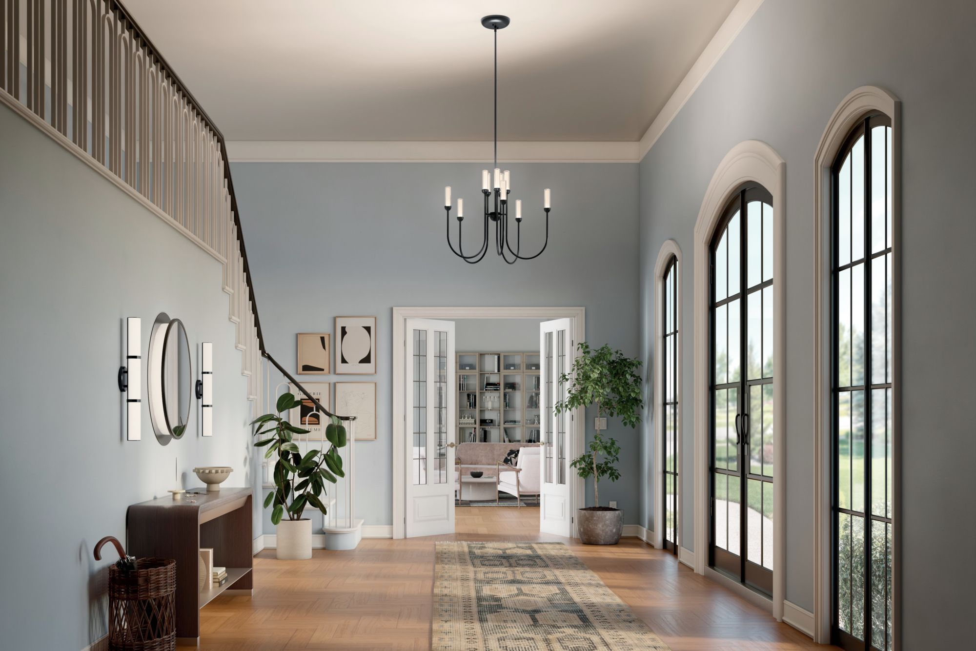 Image 3 Kichler Moraine 30 Inch LED 10 Light 2-Tier Chandelier in Black more views