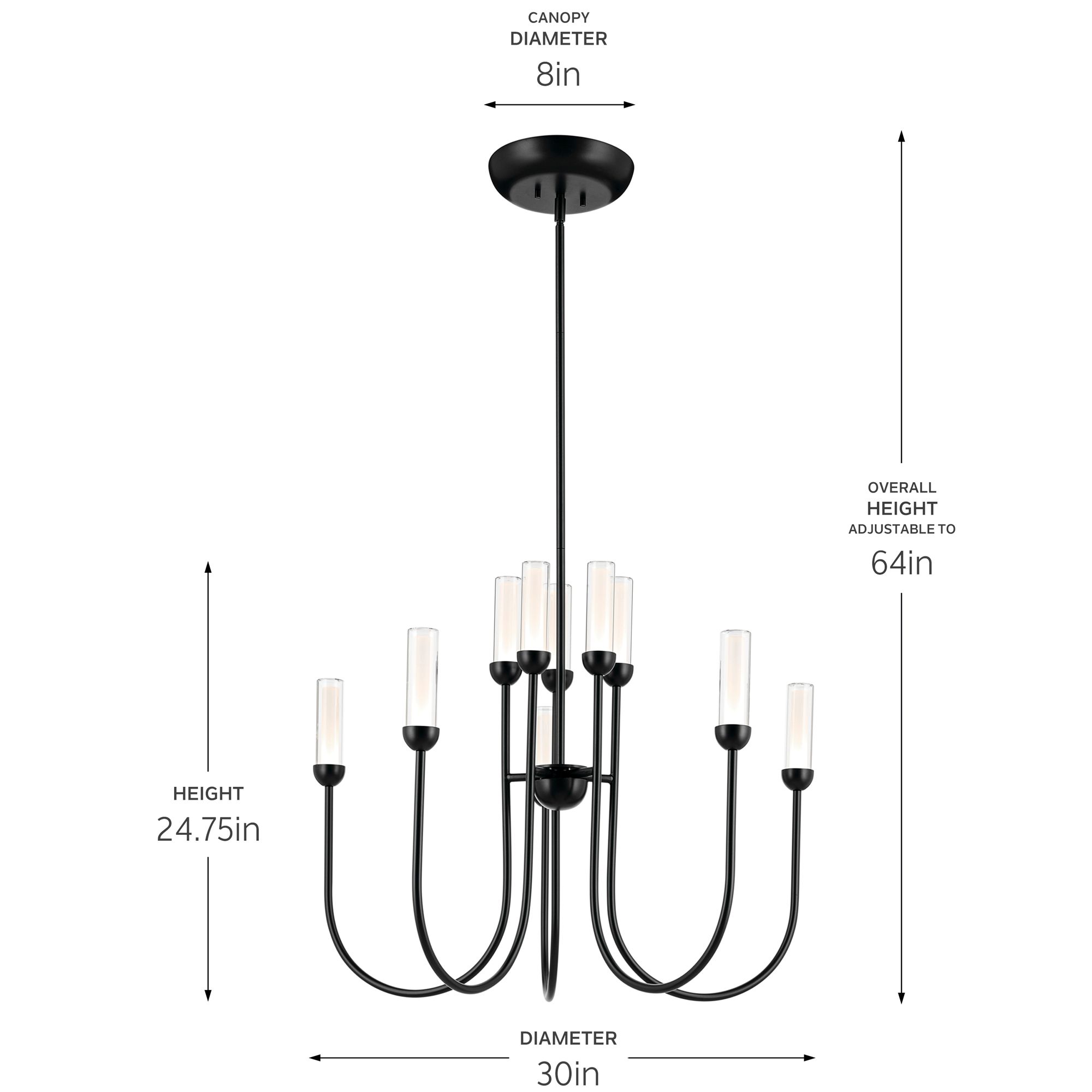 Kichler Moraine 30 Inch LED 10 Light 2-Tier Chandelier in Black