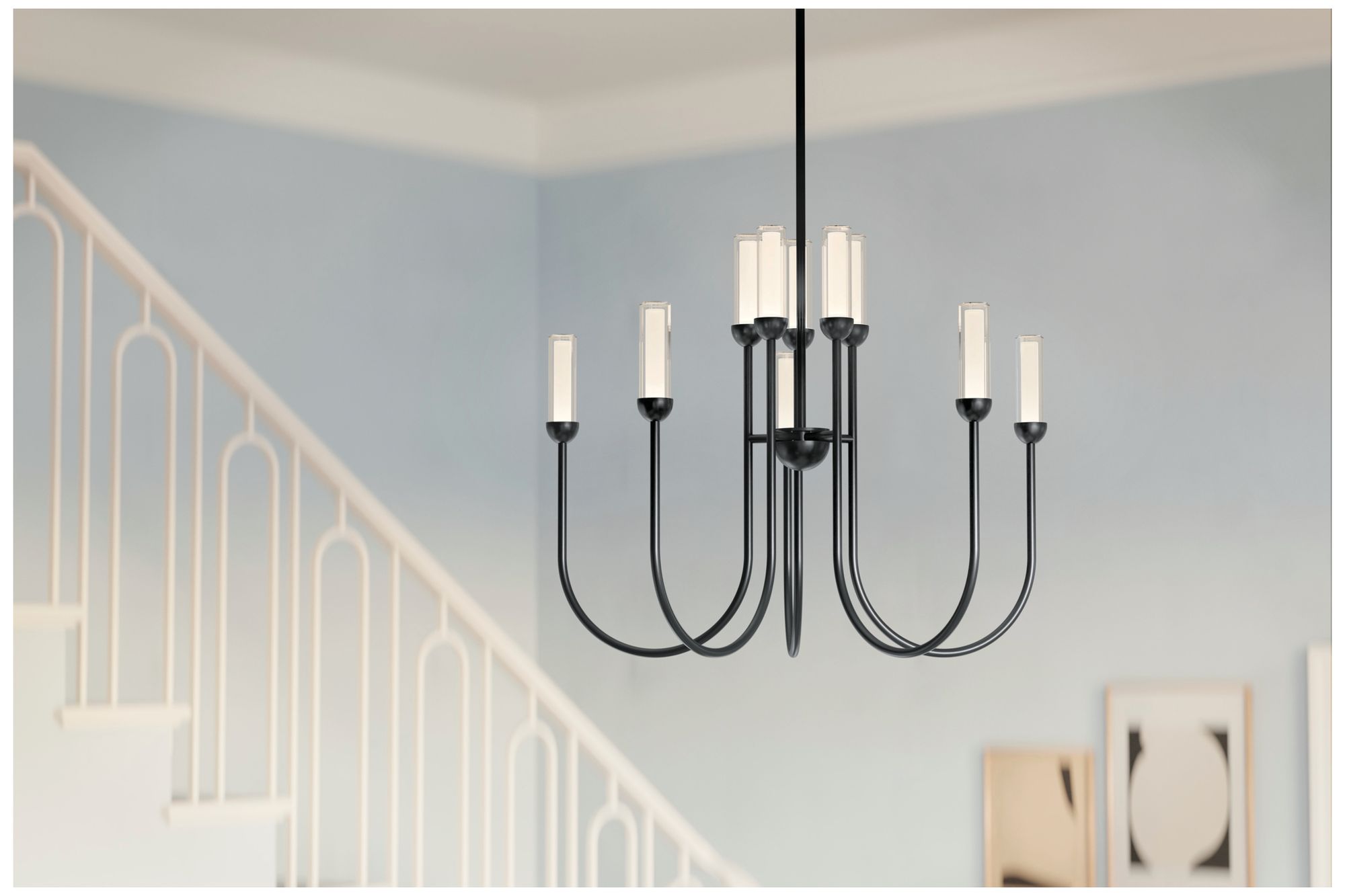 Kichler Moraine 30 Inch LED 10 Light 2-Tier Chandelier in Black