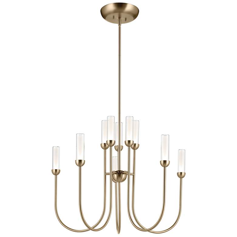 Image 1 Kichler Moraine 30 Inch LED 10 Light 2-Tier Chandelier in Champagne Bronze