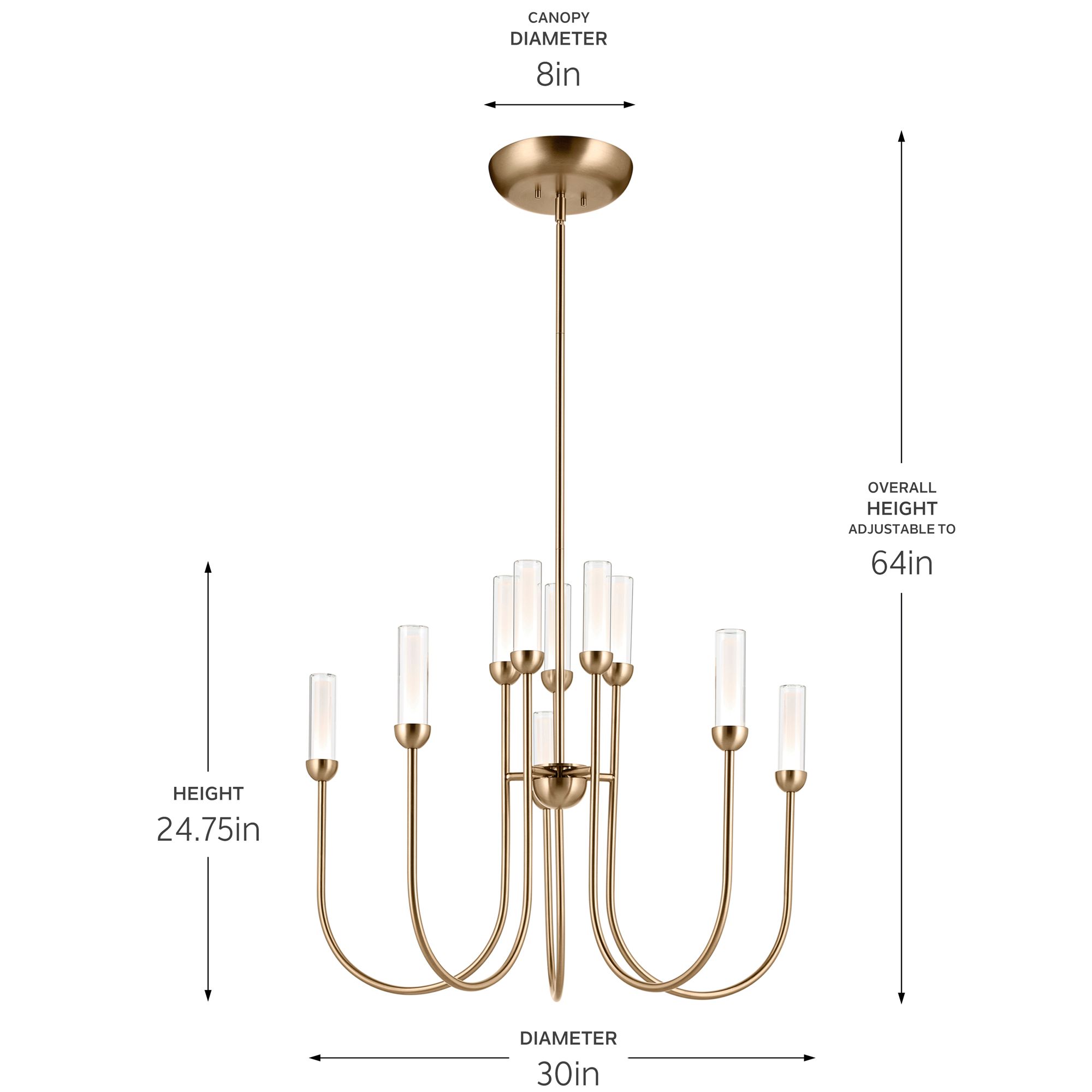 Kichler Moraine 30 Inch LED 10 Light 2-Tier Chandelier in Champagne Bronze