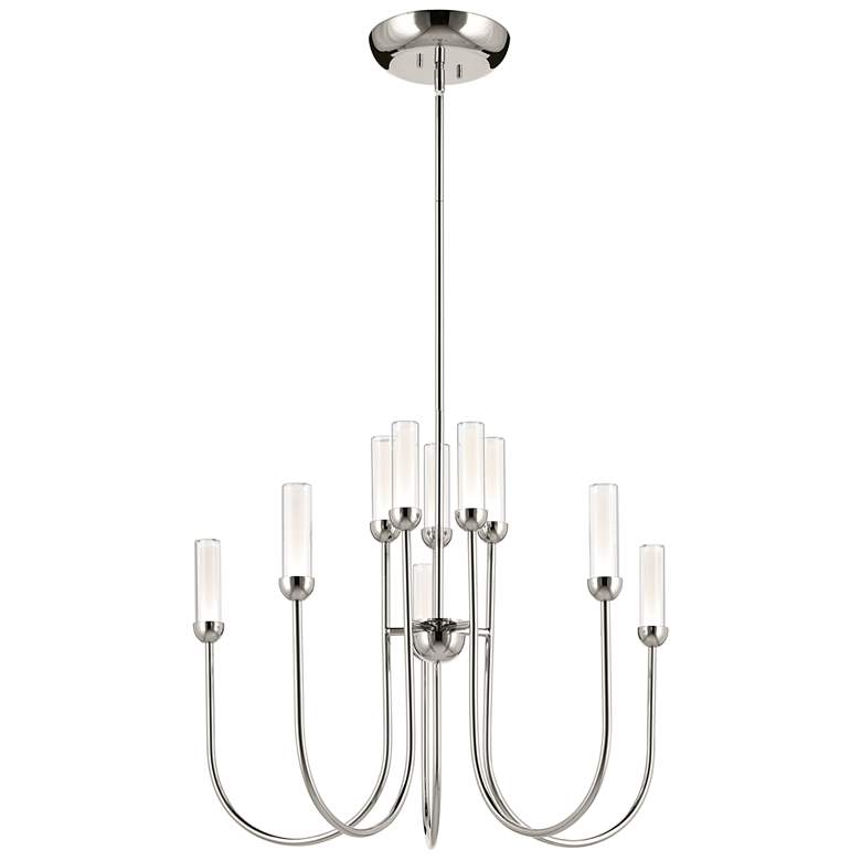 Image 1 Kichler Moraine 30 Inch LED 10 Light 2-Tier Chandelier in Polished Nickel