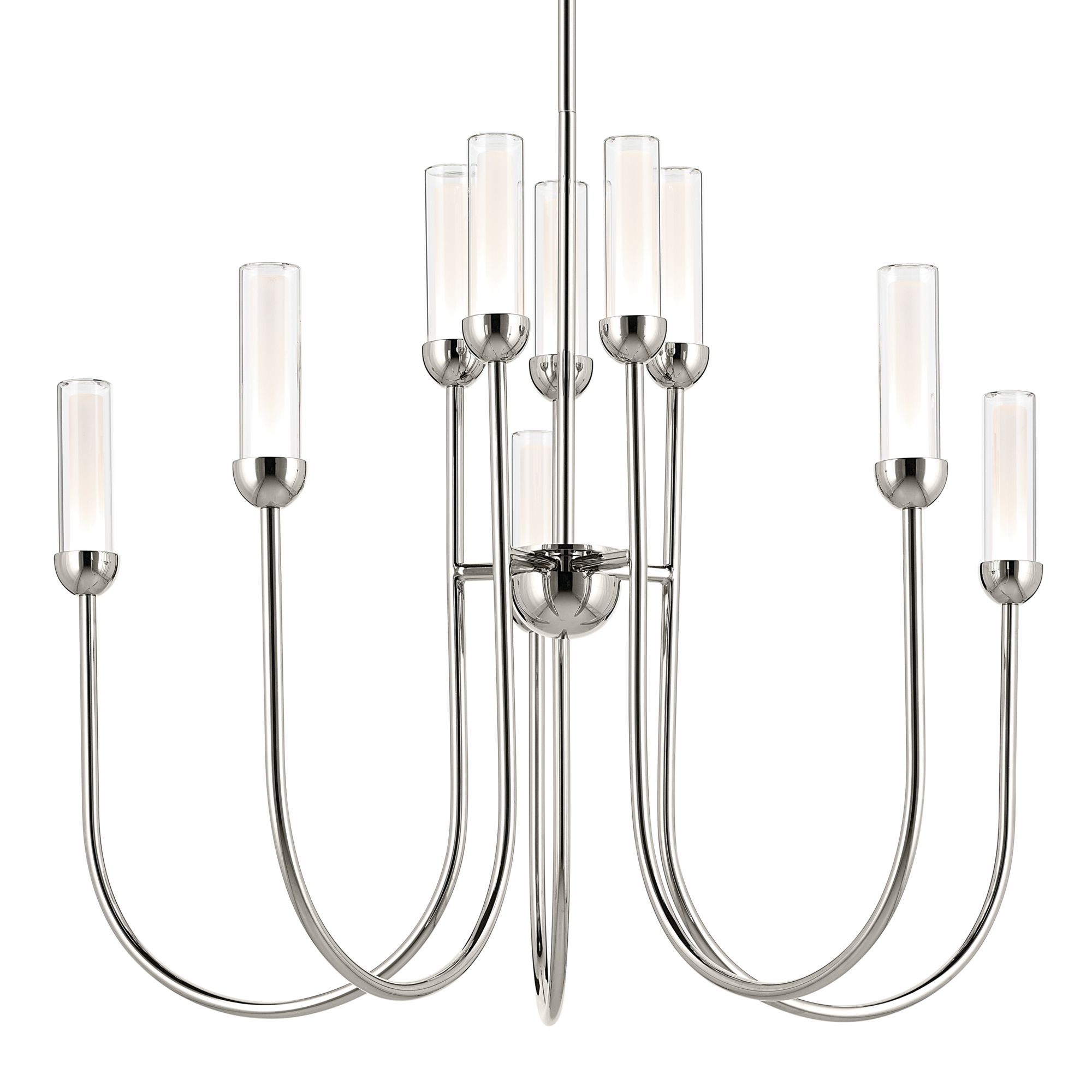 Image 4 Kichler Moraine 30 Inch LED 10 Light 2-Tier Chandelier in Polished Nickel more views