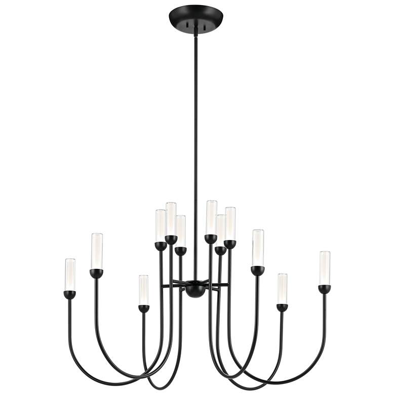 Image 1 Kichler Moraine 40 Inch LED 12 Light 2-Tier Chandelier in Black