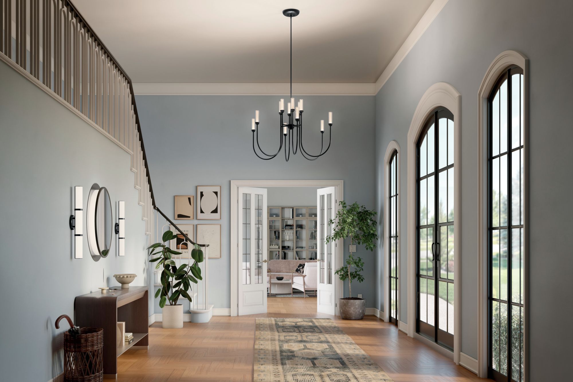 Image 3 Kichler Moraine 40 Inch LED 12 Light 2-Tier Chandelier in Black more views