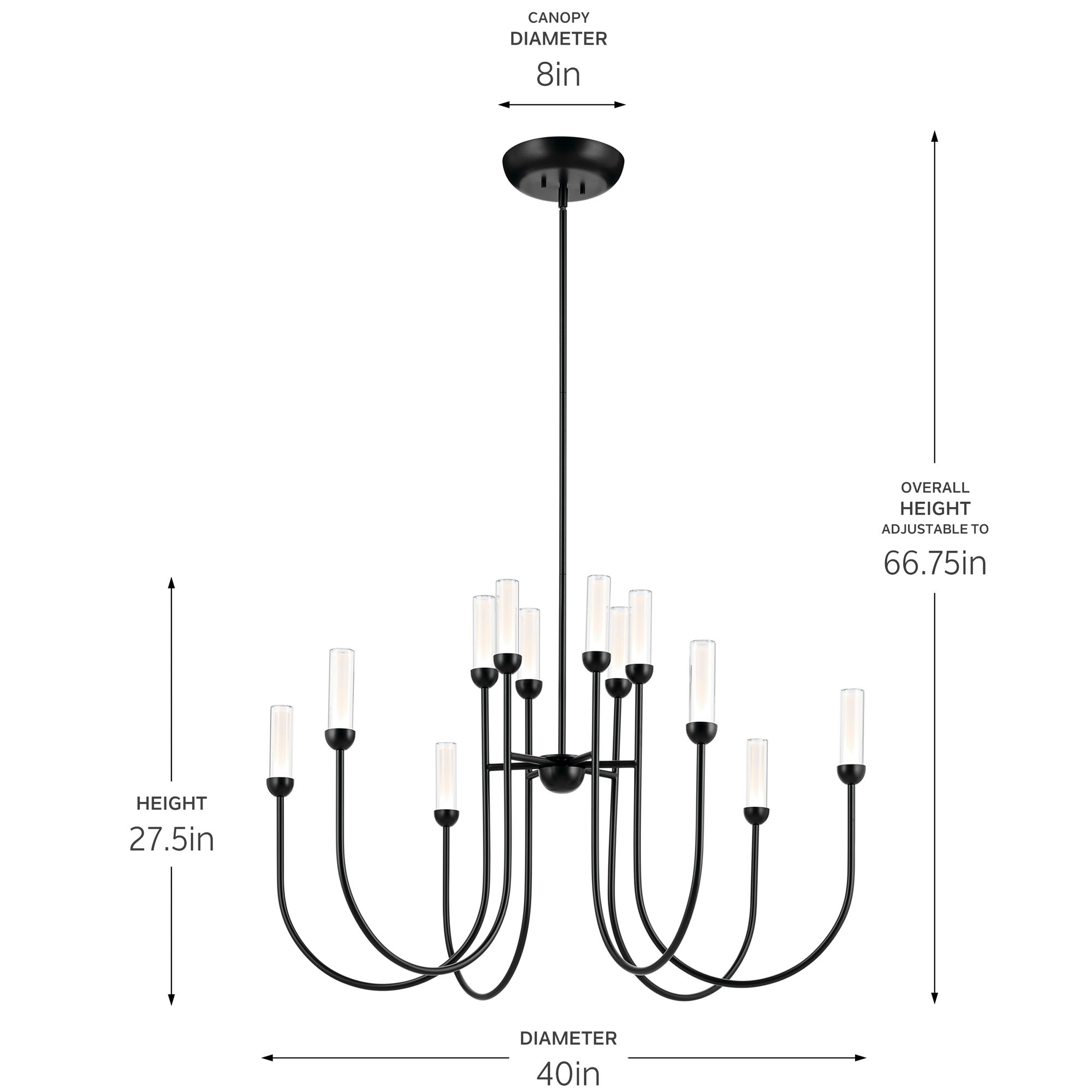 Kichler Moraine 40 Inch LED 12 Light 2-Tier Chandelier in Black