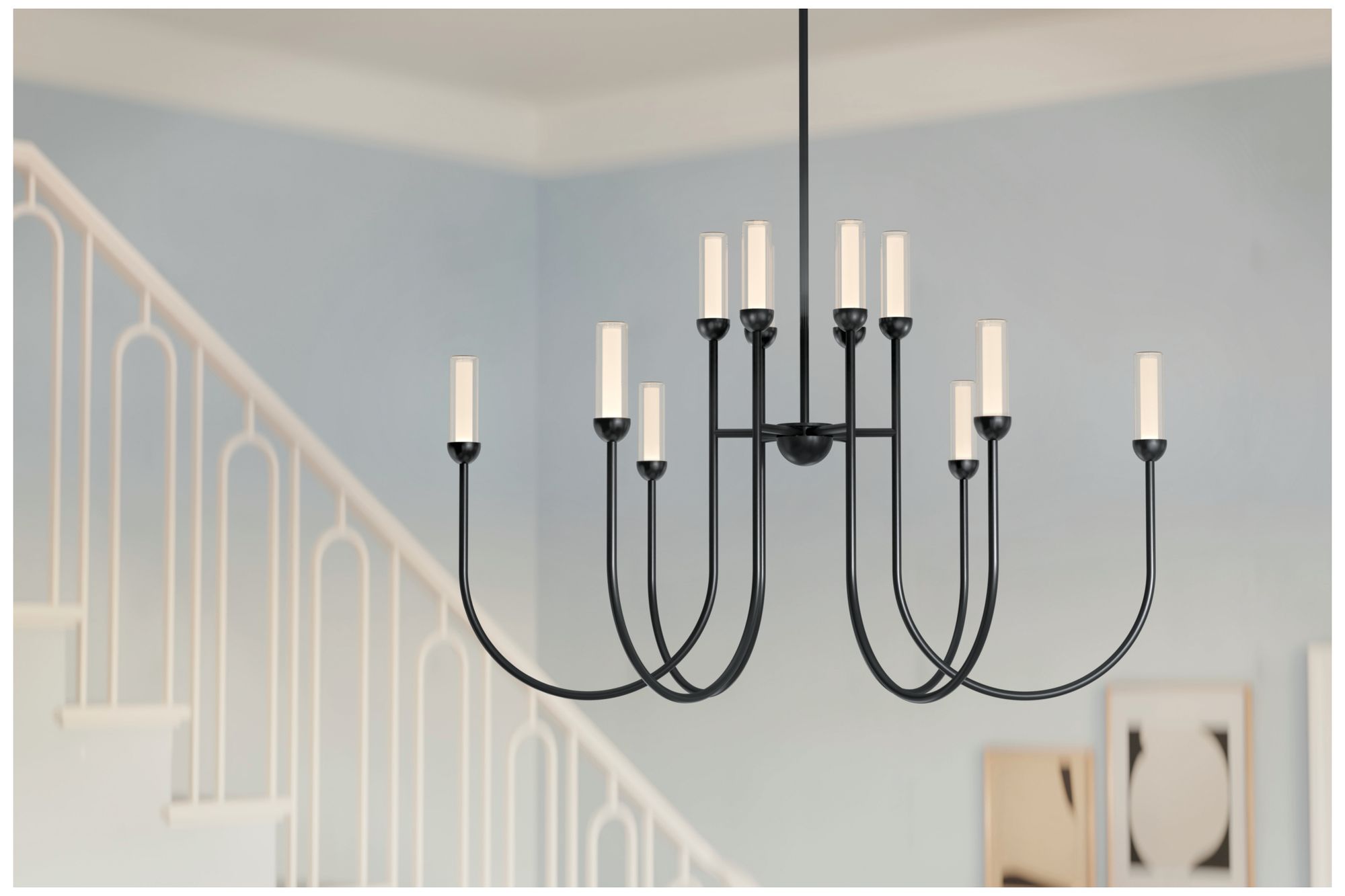 Kichler Moraine 40 Inch LED 12 Light 2-Tier Chandelier in Black