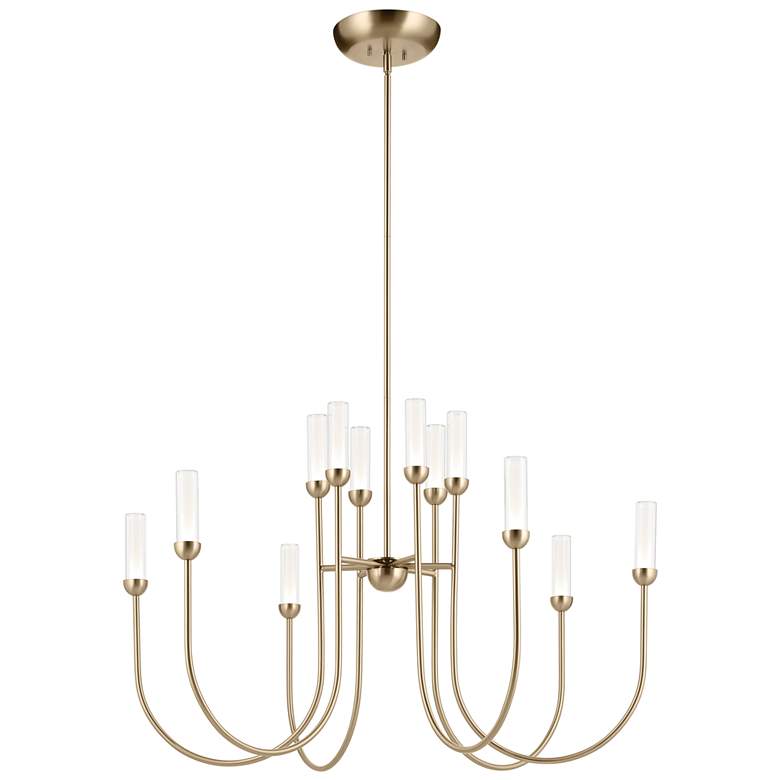 Image 1 Kichler Moraine 40 Inch LED 12 Light 2-Tier Chandelier in Champagne Bronze