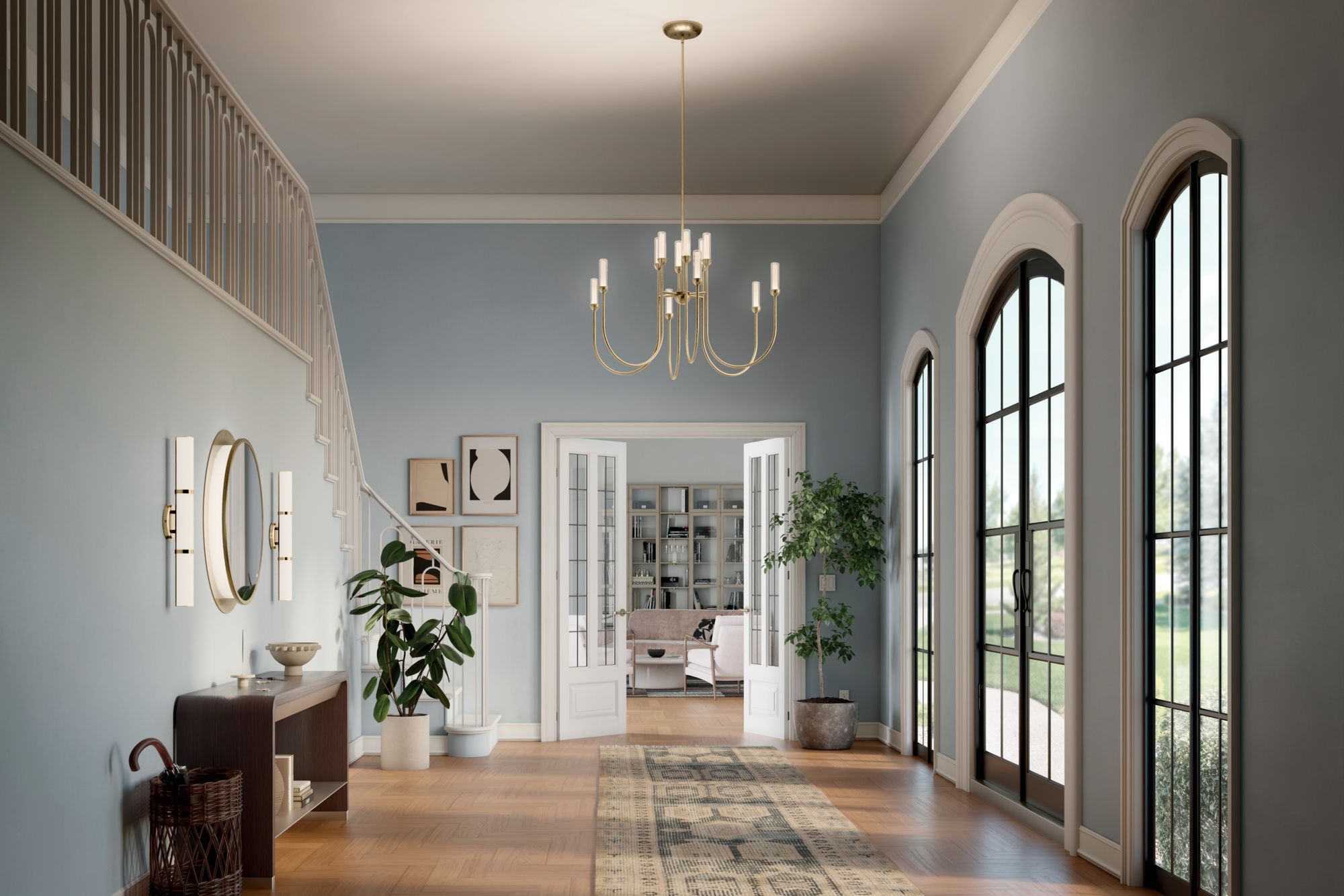 Image 3 Kichler Moraine 40 Inch LED 12 Light 2-Tier Chandelier in Champagne Bronze more views