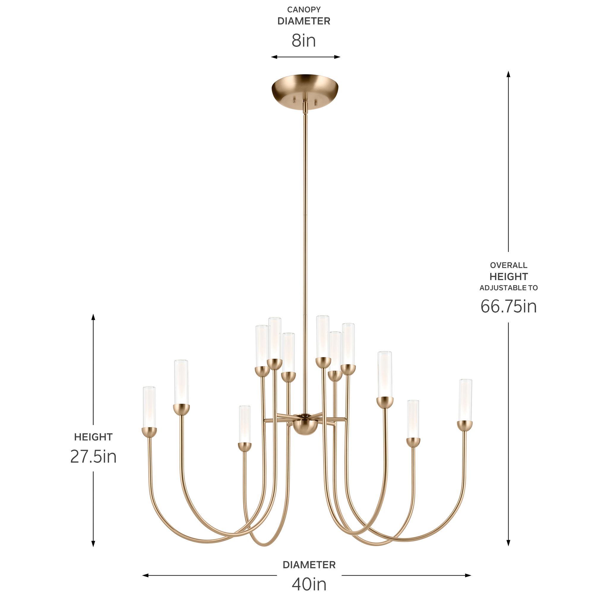 Kichler Moraine 40 Inch LED 12 Light 2-Tier Chandelier in Champagne Bronze