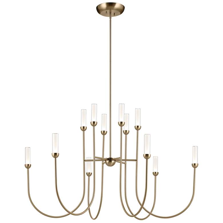 Image 1 Kichler Moraine 50 Inch LED 12 Light 2-Tier Chandelier in Champagne Bronze