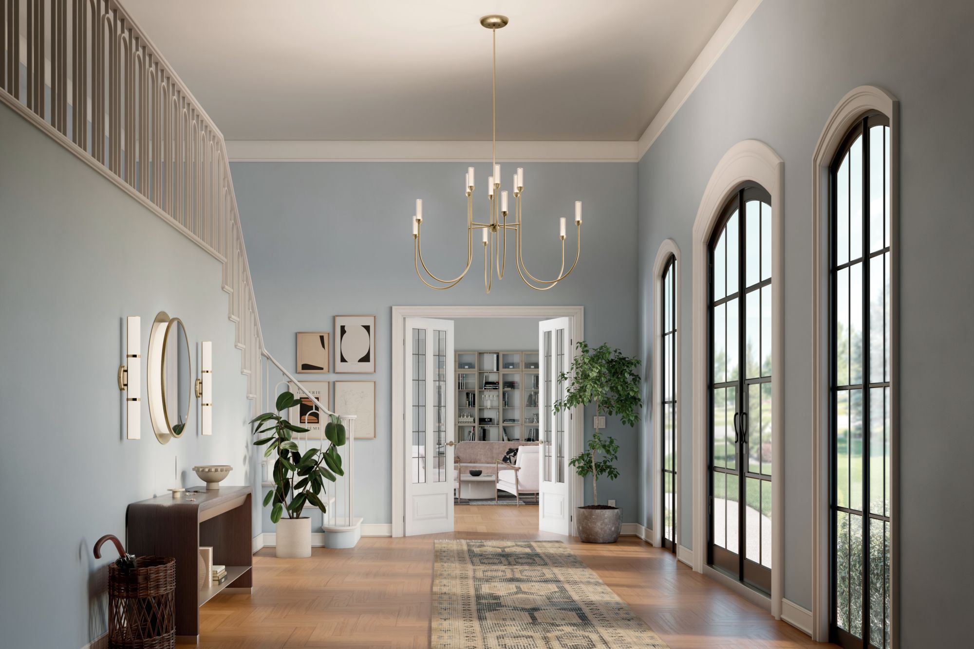 Image 3 Kichler Moraine 50 Inch LED 12 Light 2-Tier Chandelier in Champagne Bronze more views