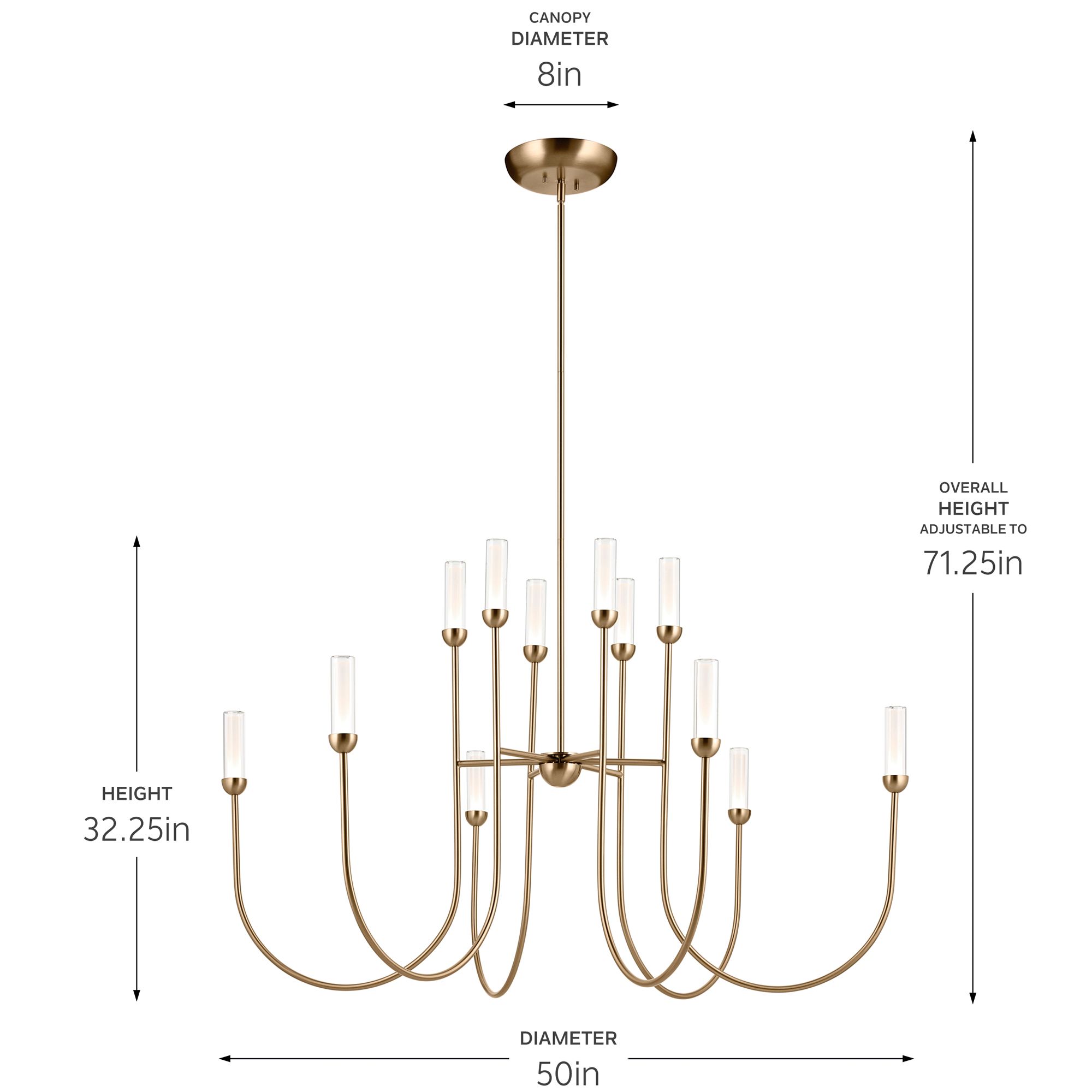 Kichler Moraine 50 Inch LED 12 Light 2-Tier Chandelier in Champagne Bronze