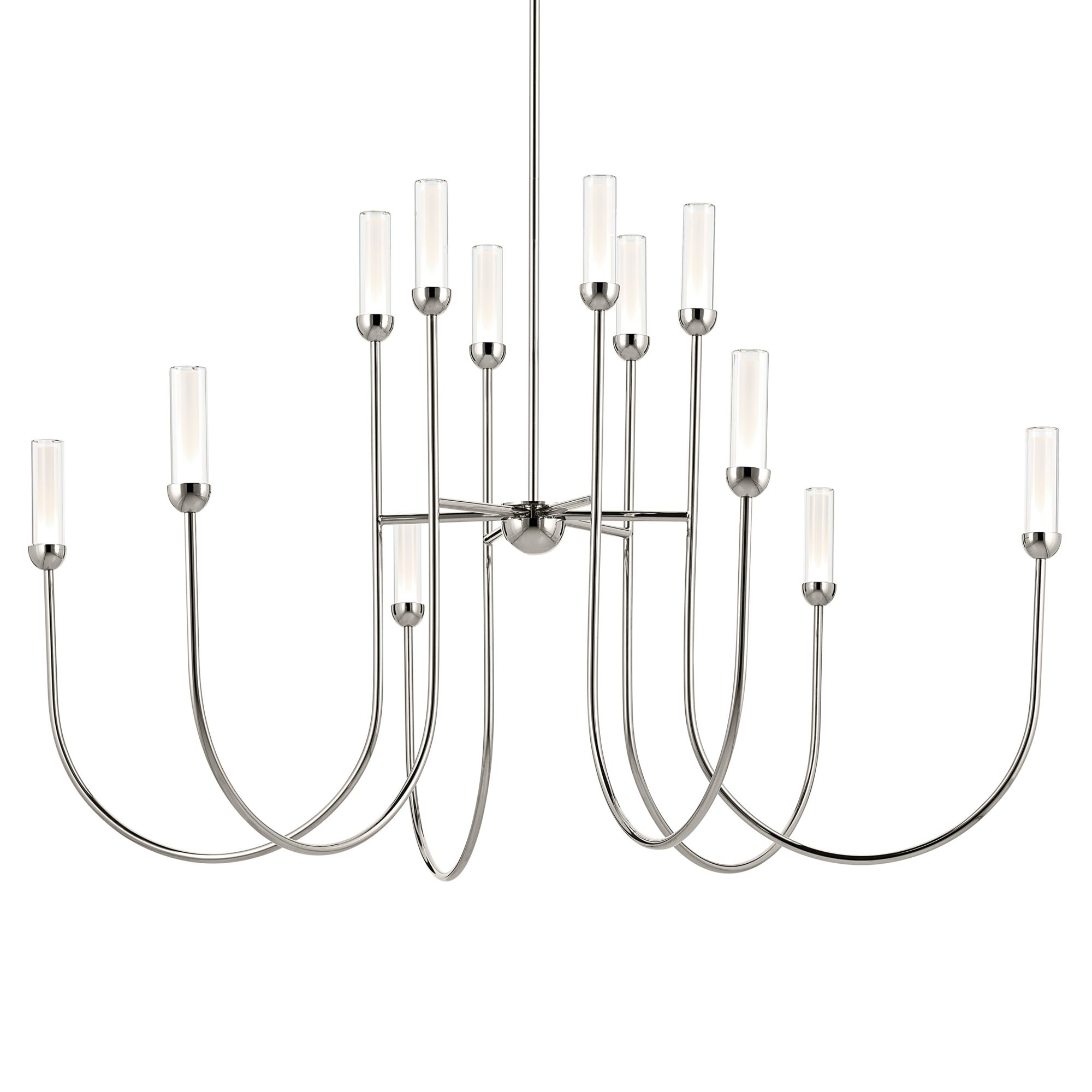 Image 4 Kichler Moraine 50 Inch LED 12 Light 2-Tier Chandelier in Polished Nickel more views
