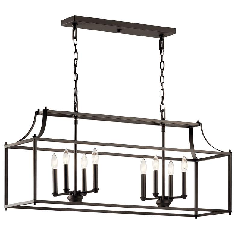 Image 1 Kichler Morrigan 40.5 inch Wide Bronze 8-Light Open Linear Chandelier