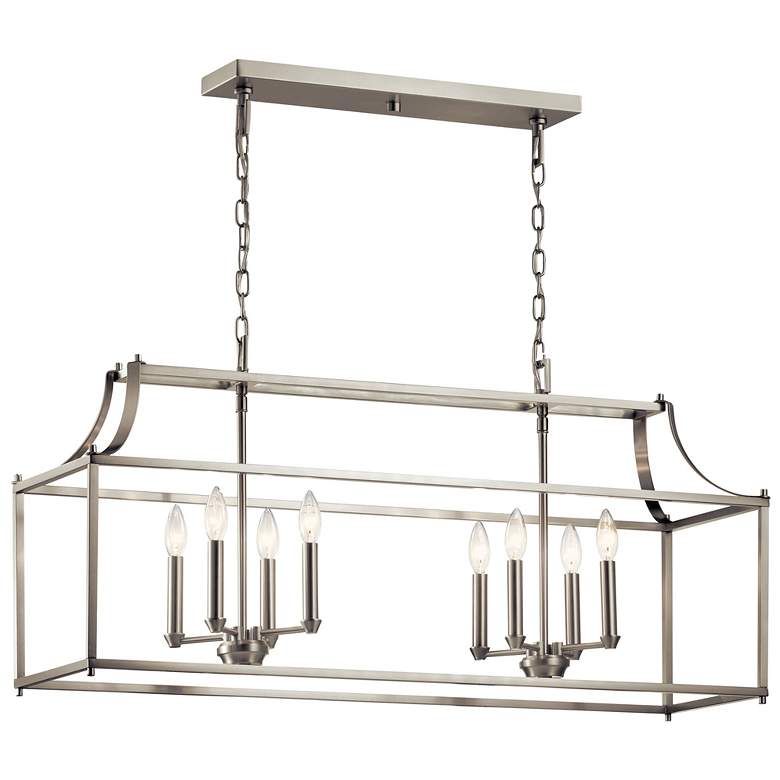 Image 1 Kichler Morrigan 40.5 inch Wide Nickel 8-Light Open Linear Chandelier