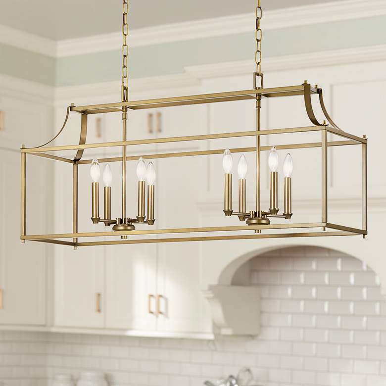 Image 1 Kichler Morrigan 40 1/2" Wide Dark Brass 8-Light Linear Chandelier