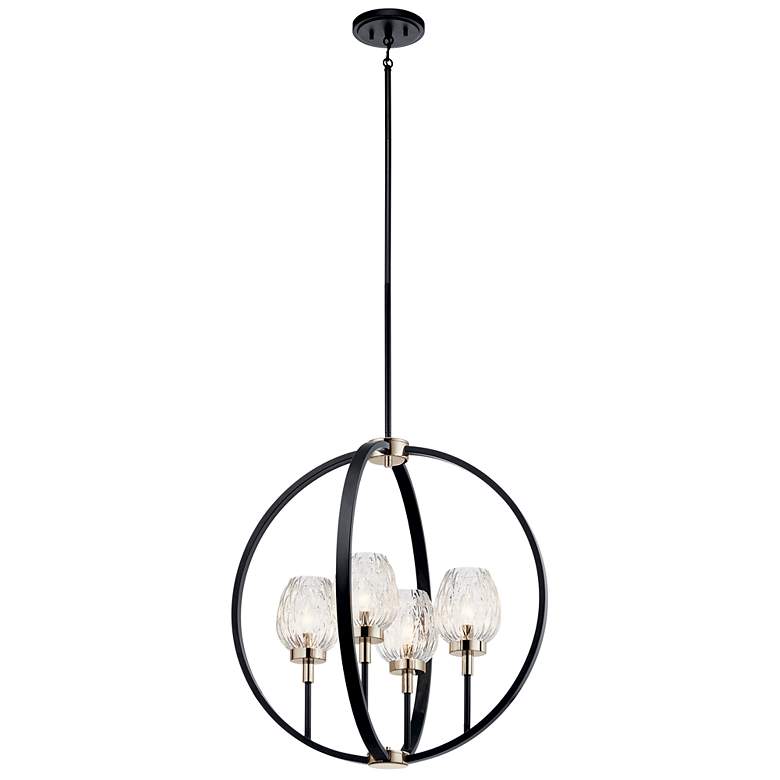 Image 1 Kichler Moyra 24" Wide Black 4-Light Orb Pendant
