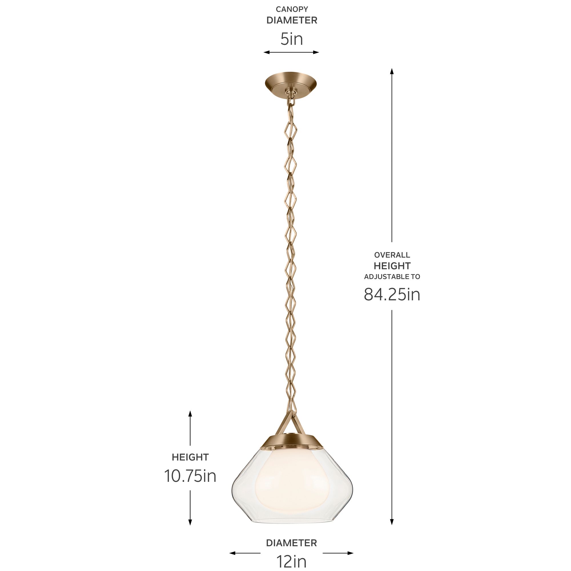 Kichler Nella 12 Inch 1 Light Pendant in Champagne Bronze