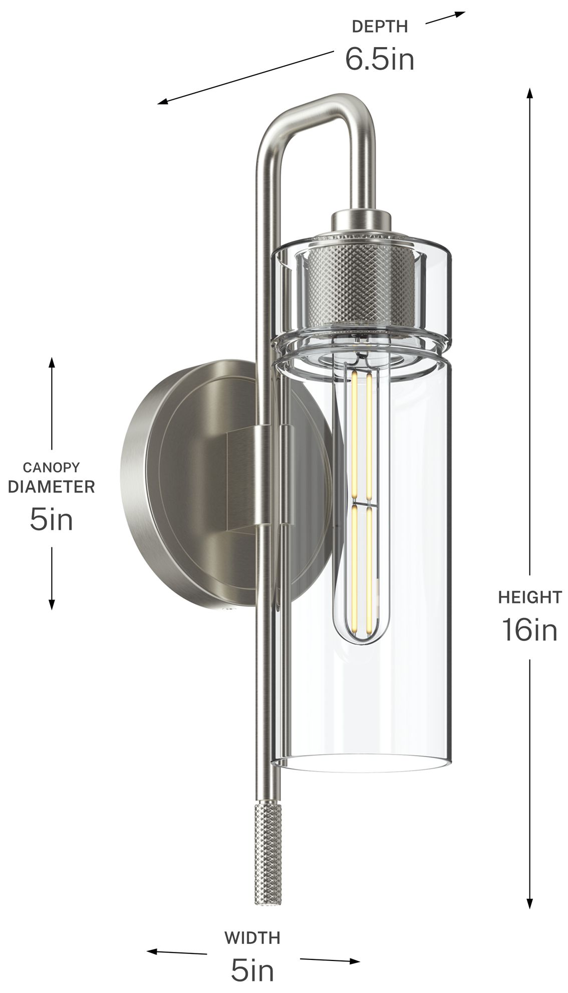 Kichler Niccol 16" 1-Light Wall Sconce With Clear Glass in Brushed Nickel