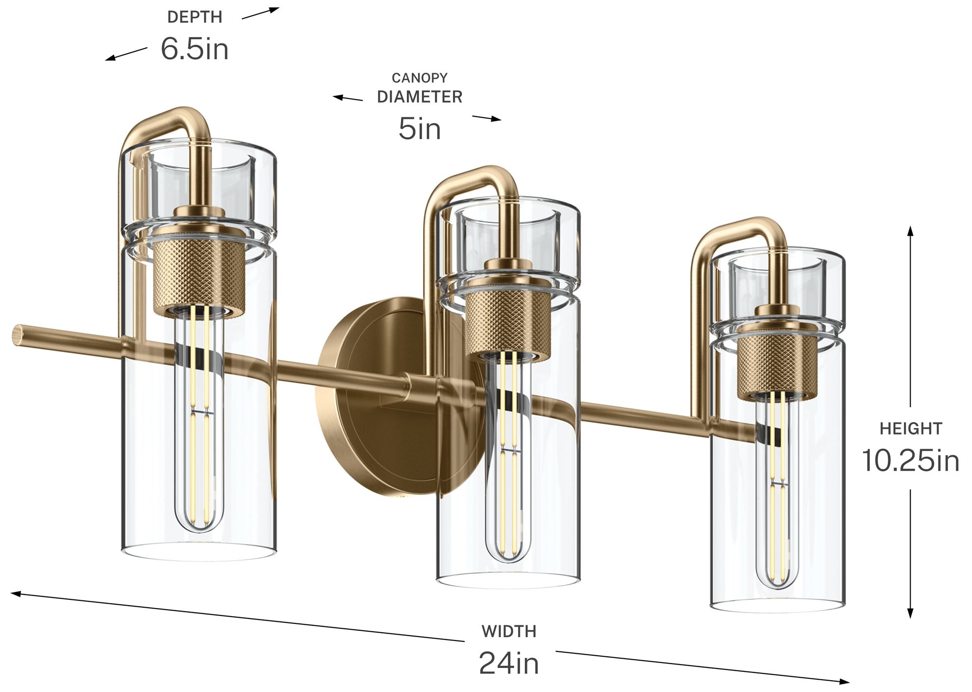 Kichler Niccol 24" 3-Light Vanity Light Clear Glass in Champagne Bronze