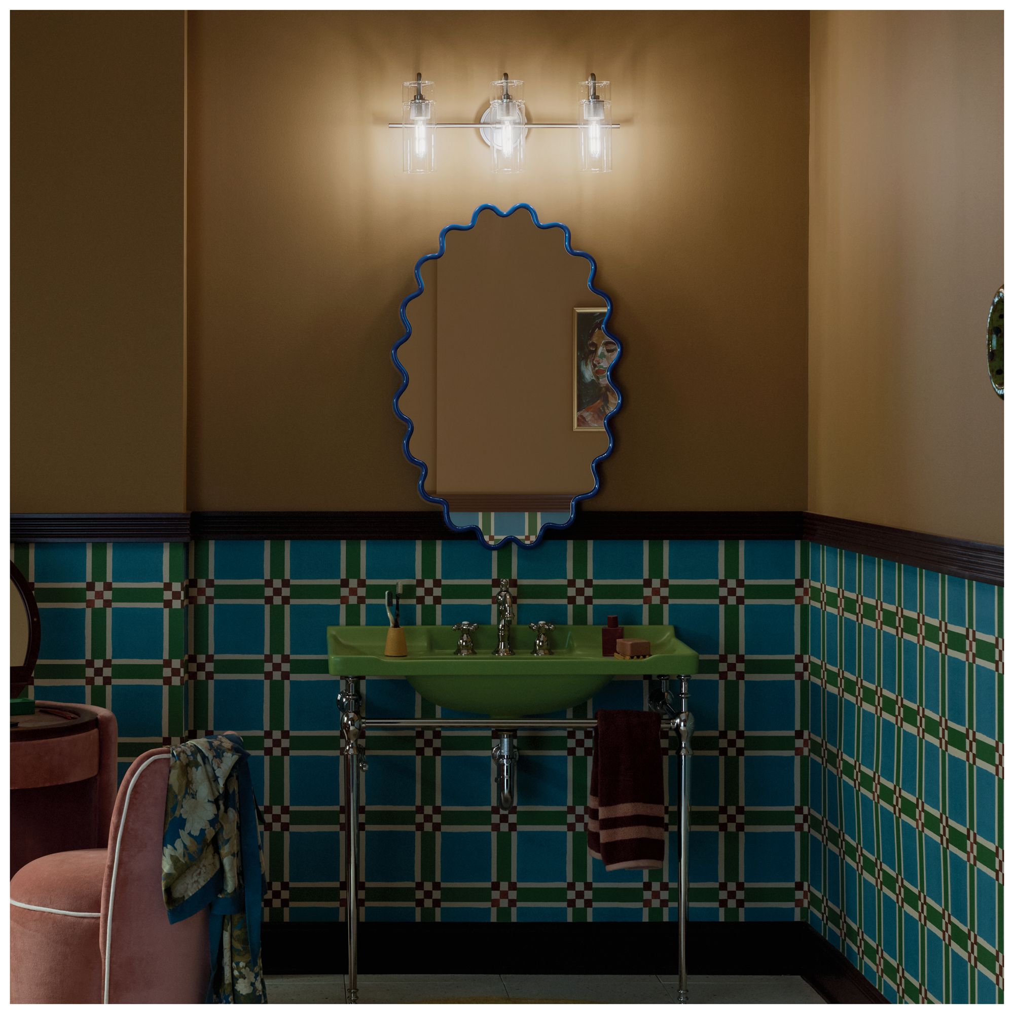 Kichler Niccol 24" 3-Light Vanity Light With Clear Glass in Brushed Nickel