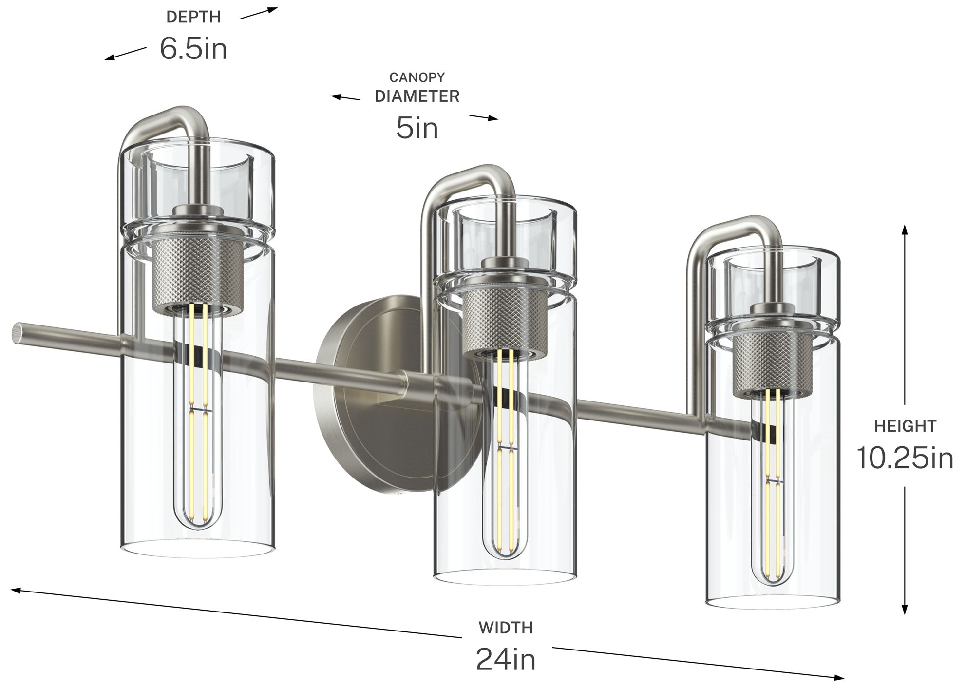Kichler Niccol 24" 3-Light Vanity Light With Clear Glass in Brushed Nickel