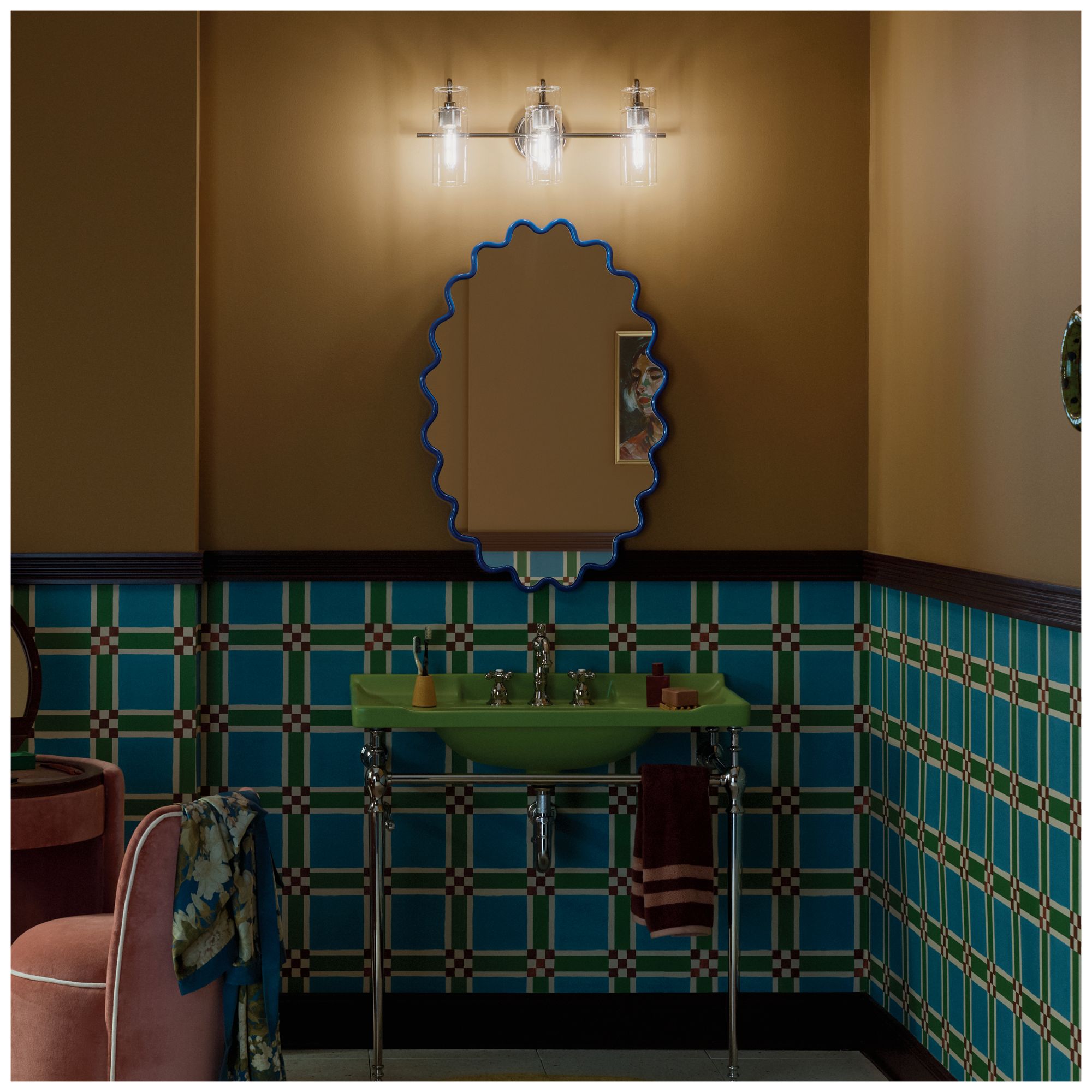 Kichler Niccol 24" 3-Light Vanity Light With Clear Glass in Polished Nickel