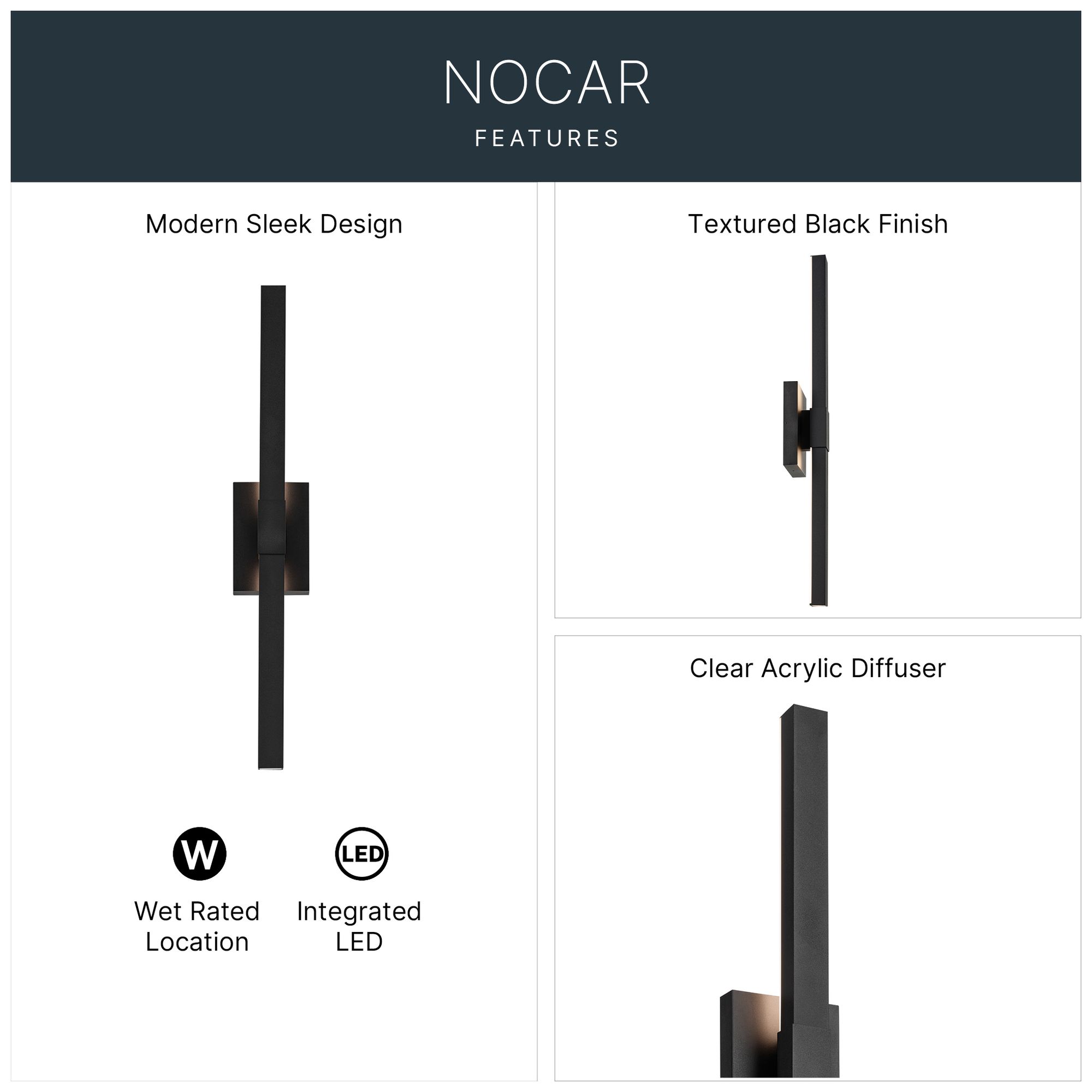 Kichler Nocar 30" High Textured Black LED Outdoor Wall Light