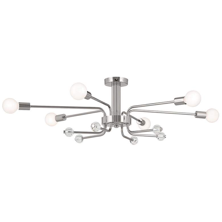 Image 1 Kichler Ocala 41.25 Inch 6 Light Flush Mount with Clear Crystal