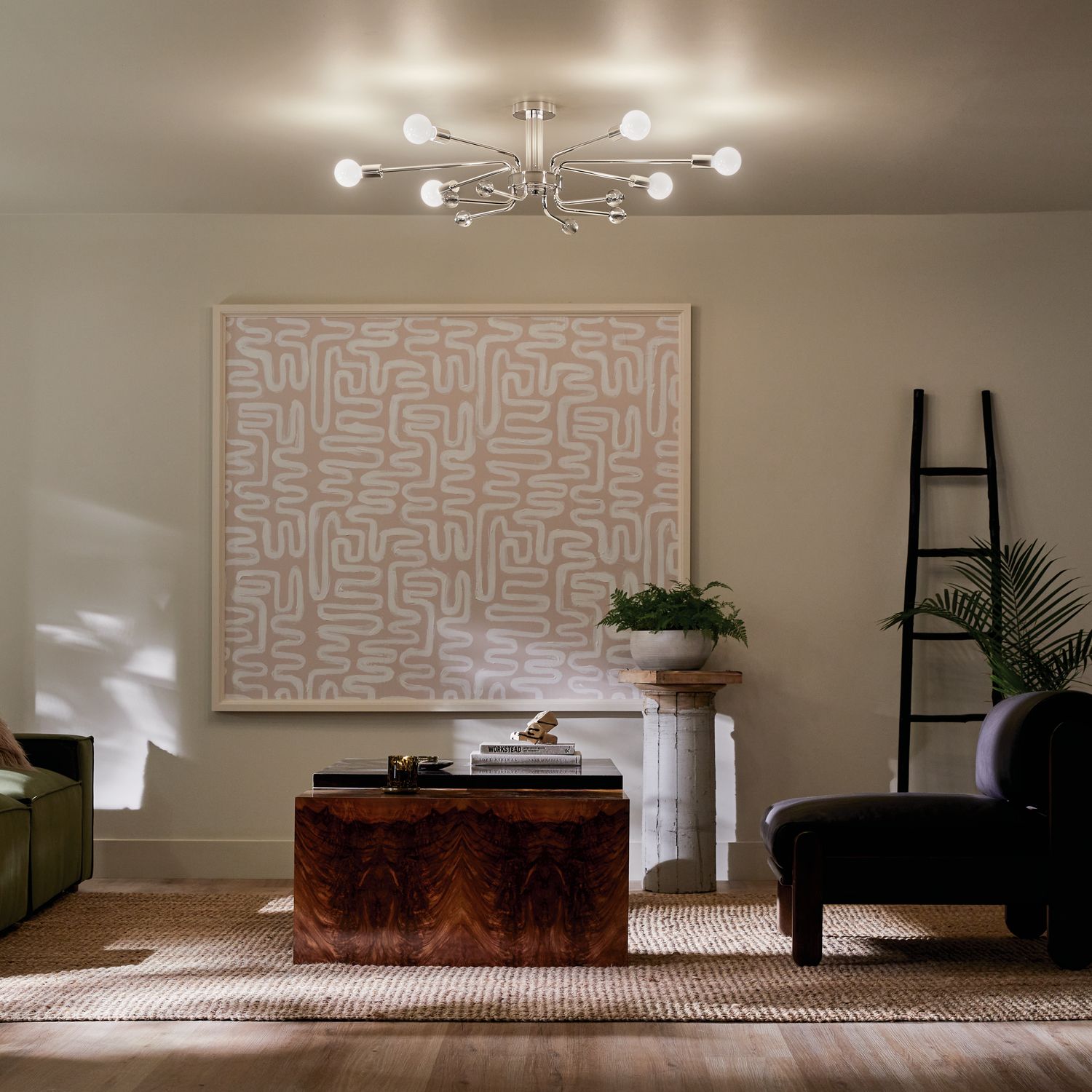 Kichler Ocala 41.25 Inch 6 Light Flush Mount with Clear Crystal