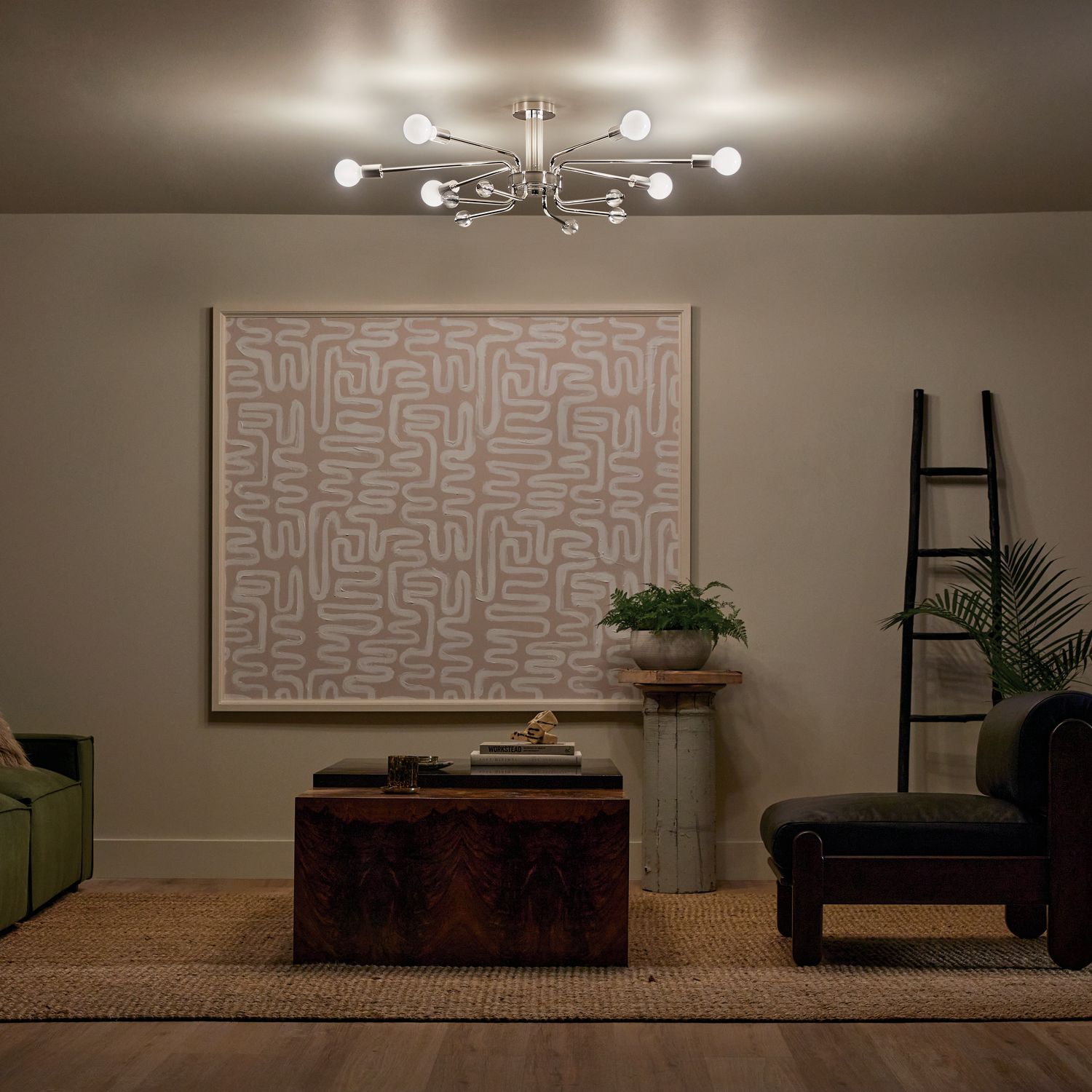 Kichler Ocala 41.25 Inch 6 Light Flush Mount with Clear Crystal