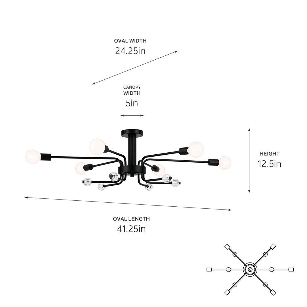 Kichler Ocala 41 1/4" Wide Black 6-Light Ceiling Light in scene