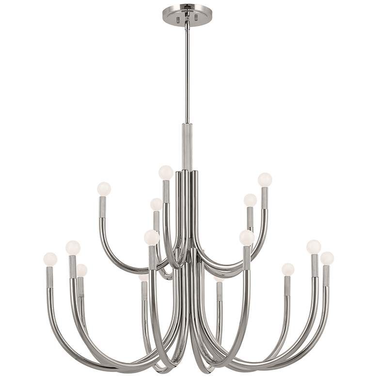 Image 2 Kichler Odensa 40.25 Inch 15 Light Chandelier in Polished Nickel