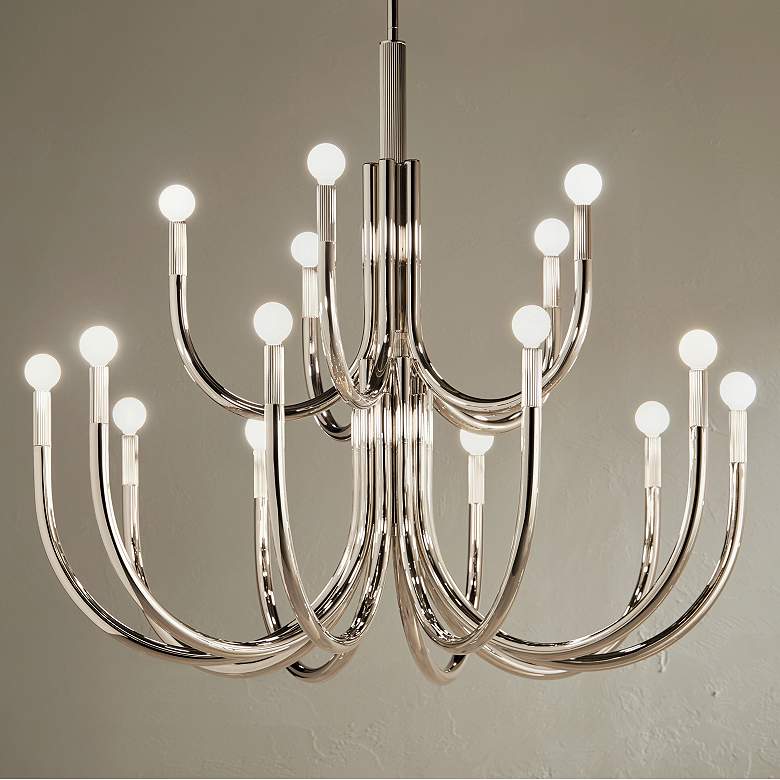 Image 1 Kichler Odensa 40.25 Inch 15 Light Chandelier in Polished Nickel