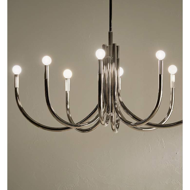 Image 5 Kichler Odensa 46 Inch 8 Light Oval Chandelier in Polished Nickel more views