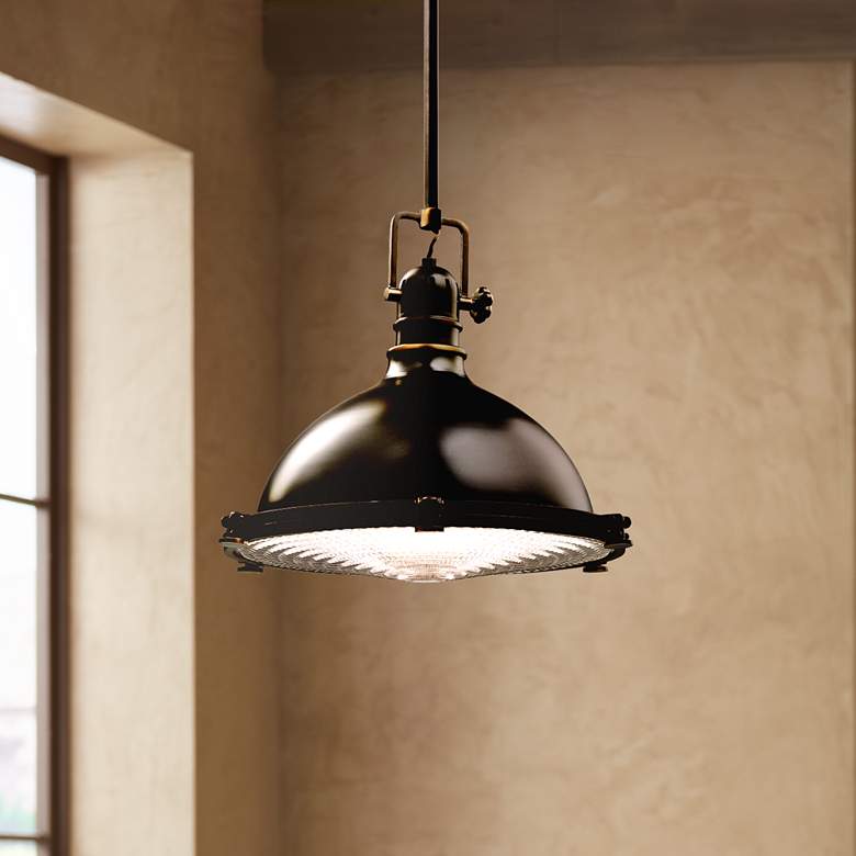 Image 1 Kichler Olde Bronze Fresnel Lens 13 1/2" Wide Pendant Light