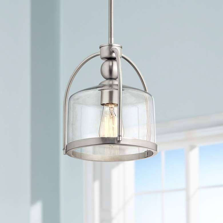 Image 1 Kichler Omerta 9 1/2 inch Wide Brushed Nickel Clear Glass Mini Pendant