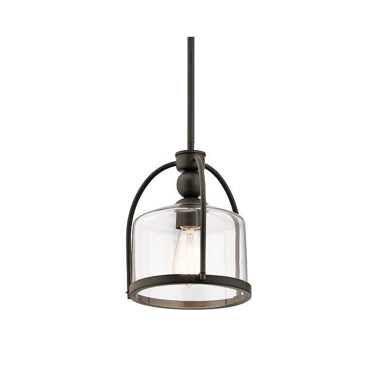Image 1 Kichler Omerta 9 1/2" Wide Clear Glass Oiled Bronze Mini Pendant