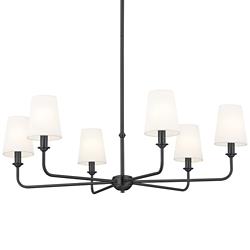 Kichler Pallas 32.25&quot; Wide 6-Light Black and White Shade Chandelier
