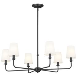 Kichler Pallas 32.25&quot; Wide 6-Light Black and White Shade Chandelier