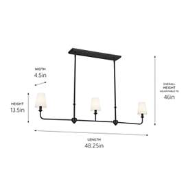 Image5 of Kichler Pallas 48 1/4" Wide Black 3-Light Linear Chandelier more views