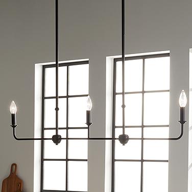 Kichler Pallas 48 1/4" Wide Black 3-Light Linear Chandelier