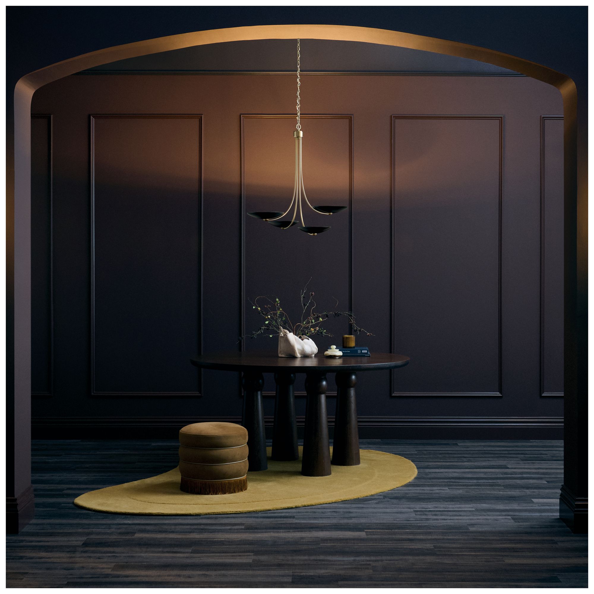 Kichler Palmela 32" 4-Lt Chandelier in Champagne Bronze finish Black outer