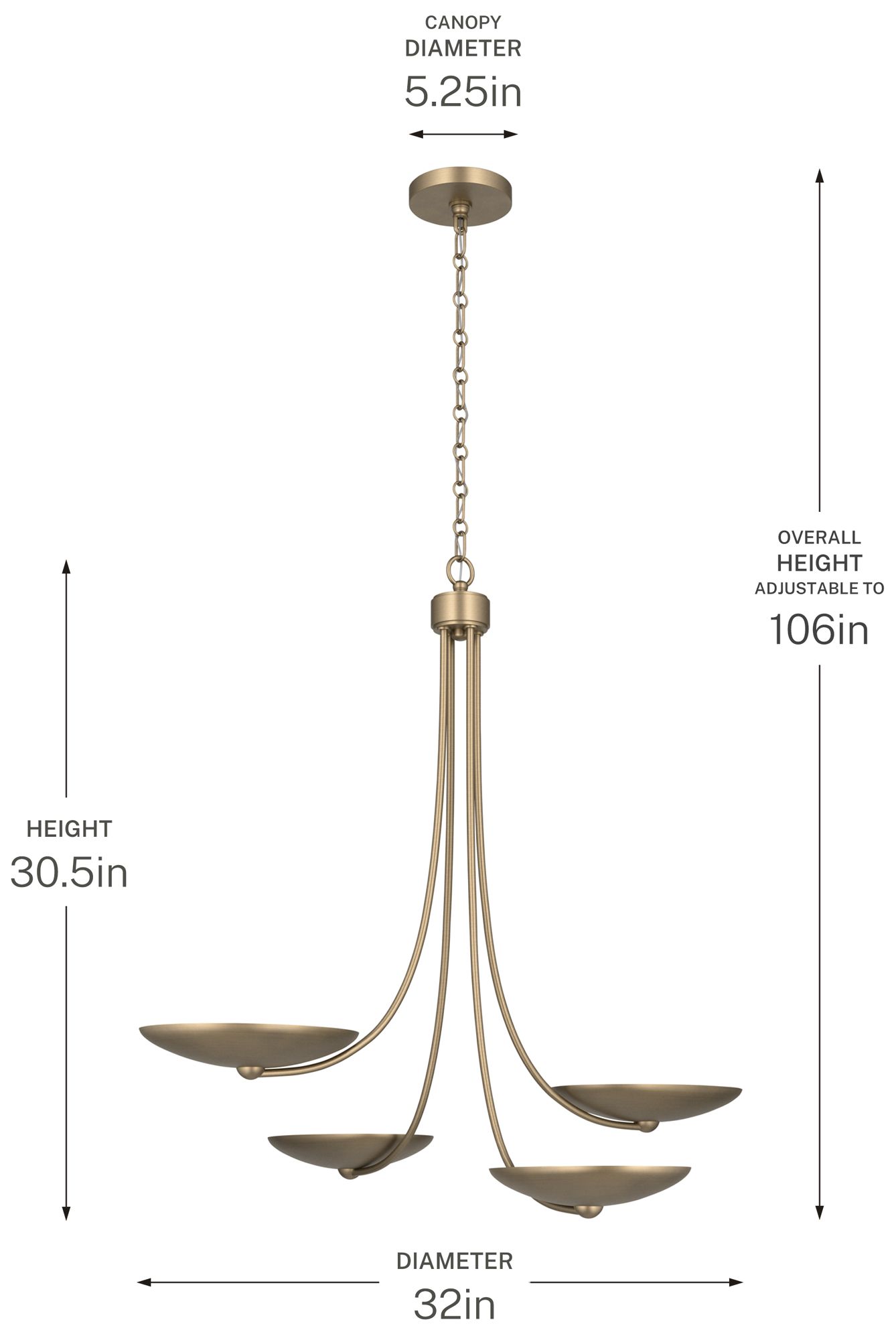Kichler Palmela 32" 4-Lt Chandelier in Champagne Bronze