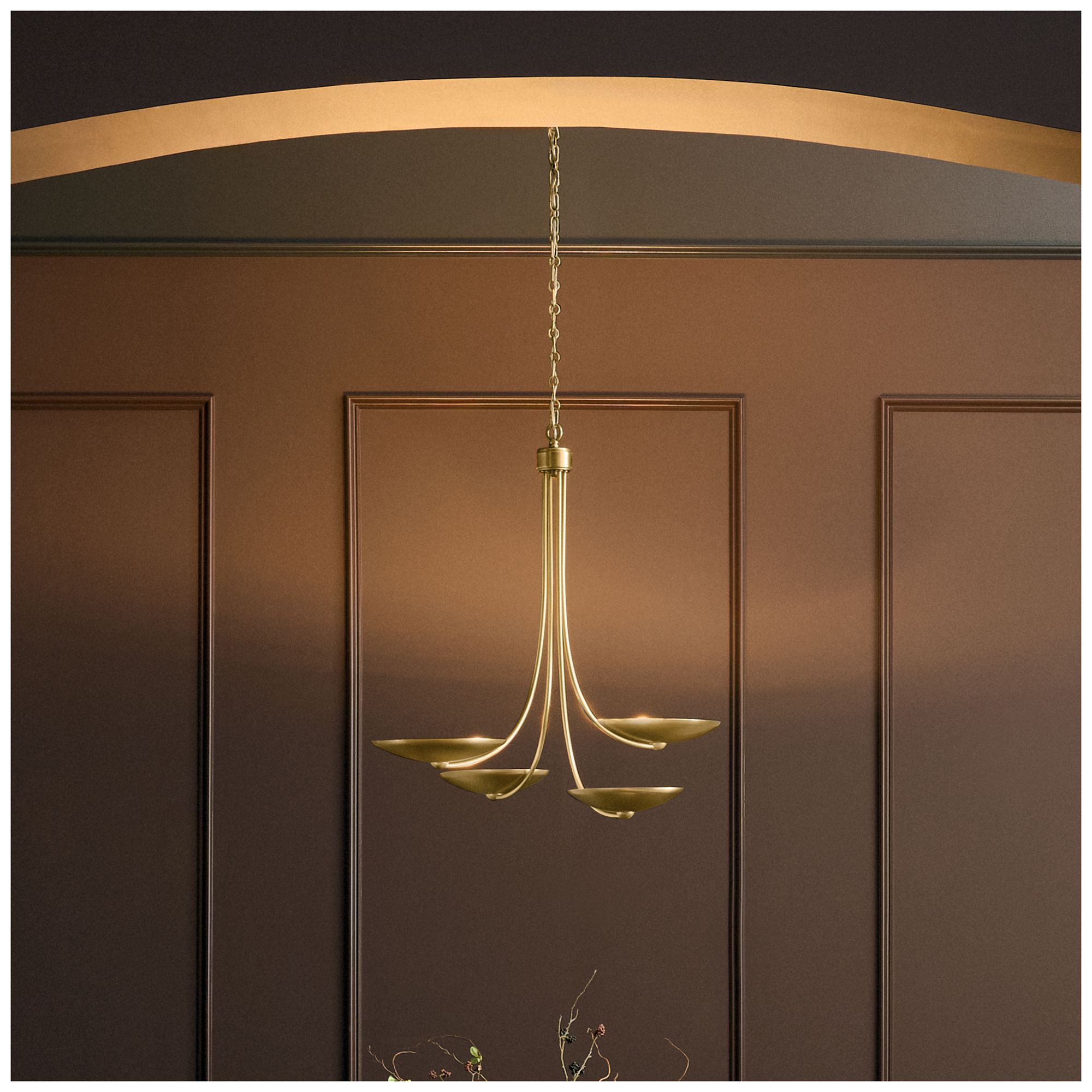 Image 2 Kichler Palmela 32" 4-Lt Chandelier in Lacquered Brass more views