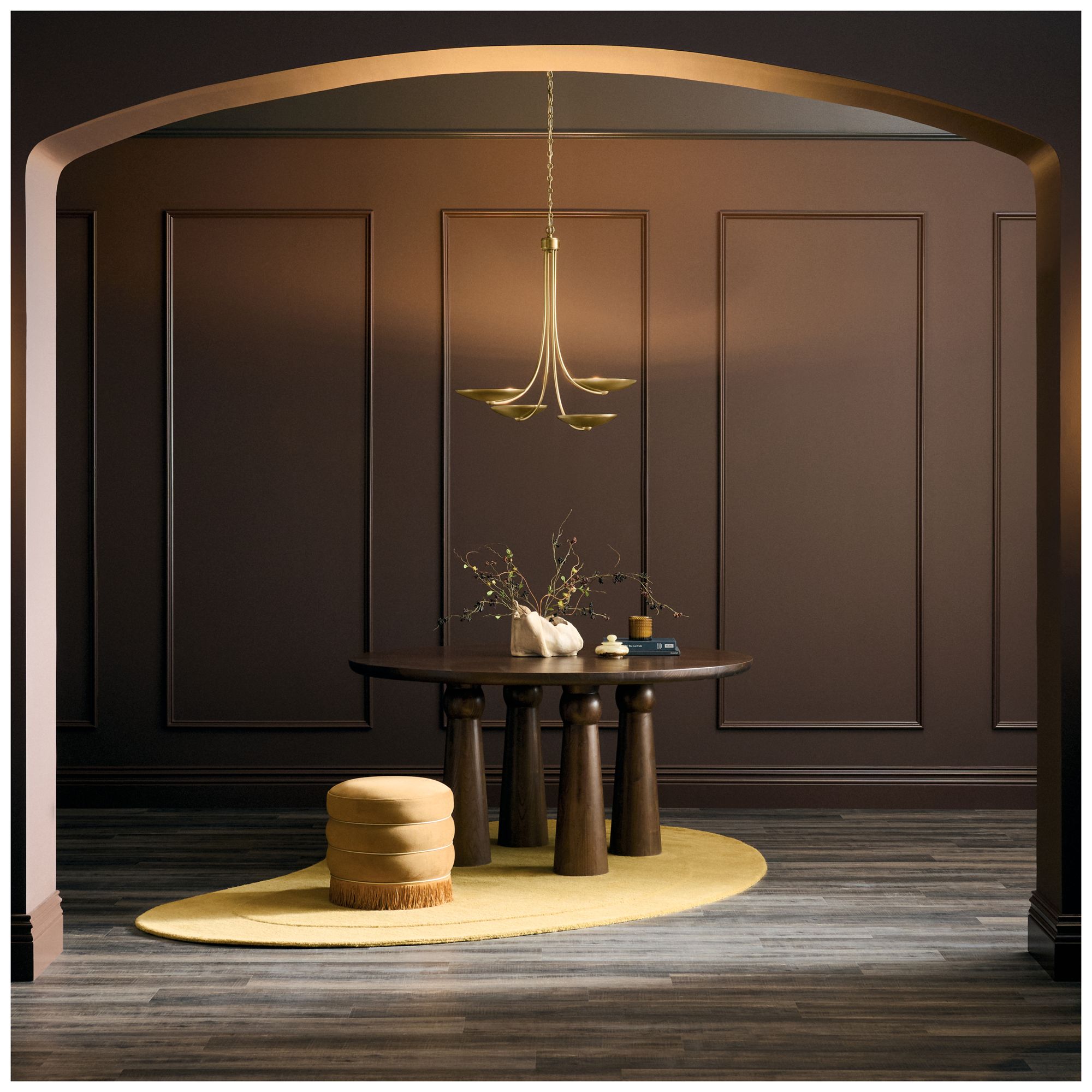 Kichler Palmela 32" 4-Lt Chandelier in Lacquered Brass
