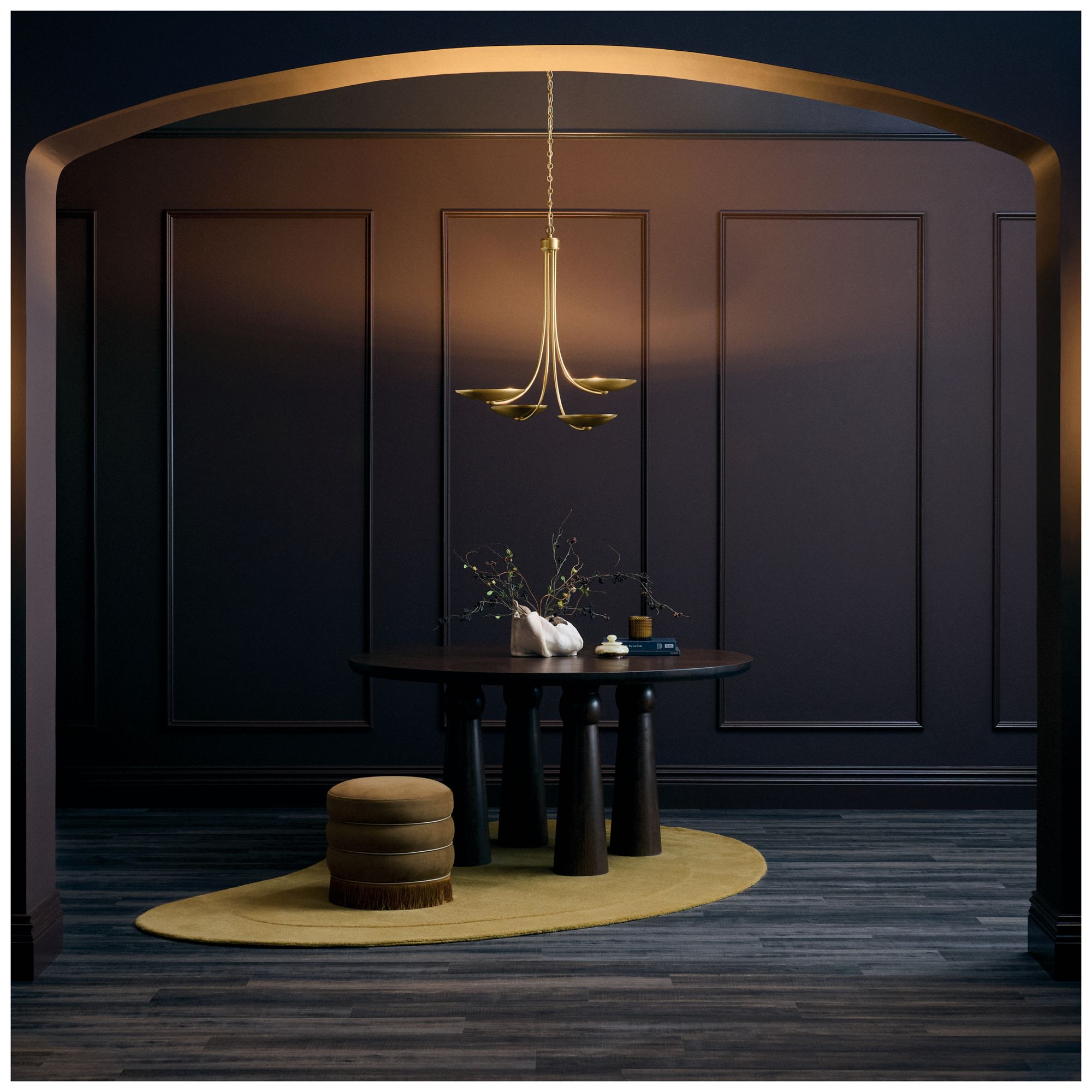 Kichler Palmela 32" 4-Lt Chandelier in Lacquered Brass